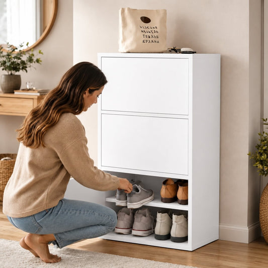 Zapatero Organizador 3 Puertas 6 Niveles blanco con Cajones ZT9