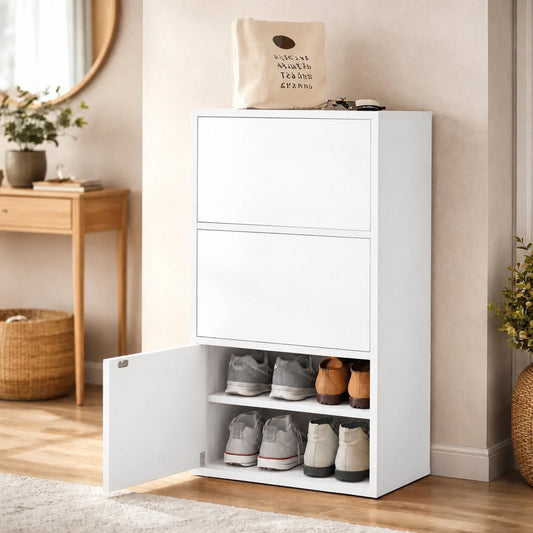 Zapatero Organizador 3 Puertas 6 Niveles blanco con Cajones ZT9