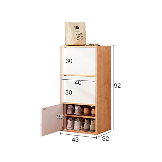 Zapatero Organizador 3 Puertas 6 Niveles Nogal Claro con Cajones ZT9